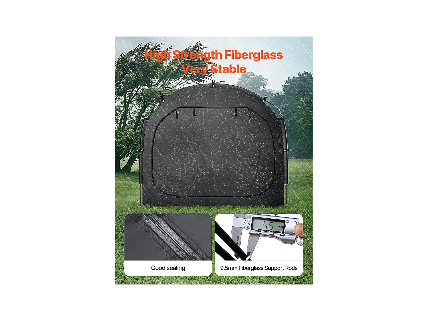 Abri à Vélo Tente de Rangement Extérieure SucceBuy, Abri à Vélo pour 4-5 Vélos, Double Fermeture Éclair, Tissu Oxford, pour Extérieur