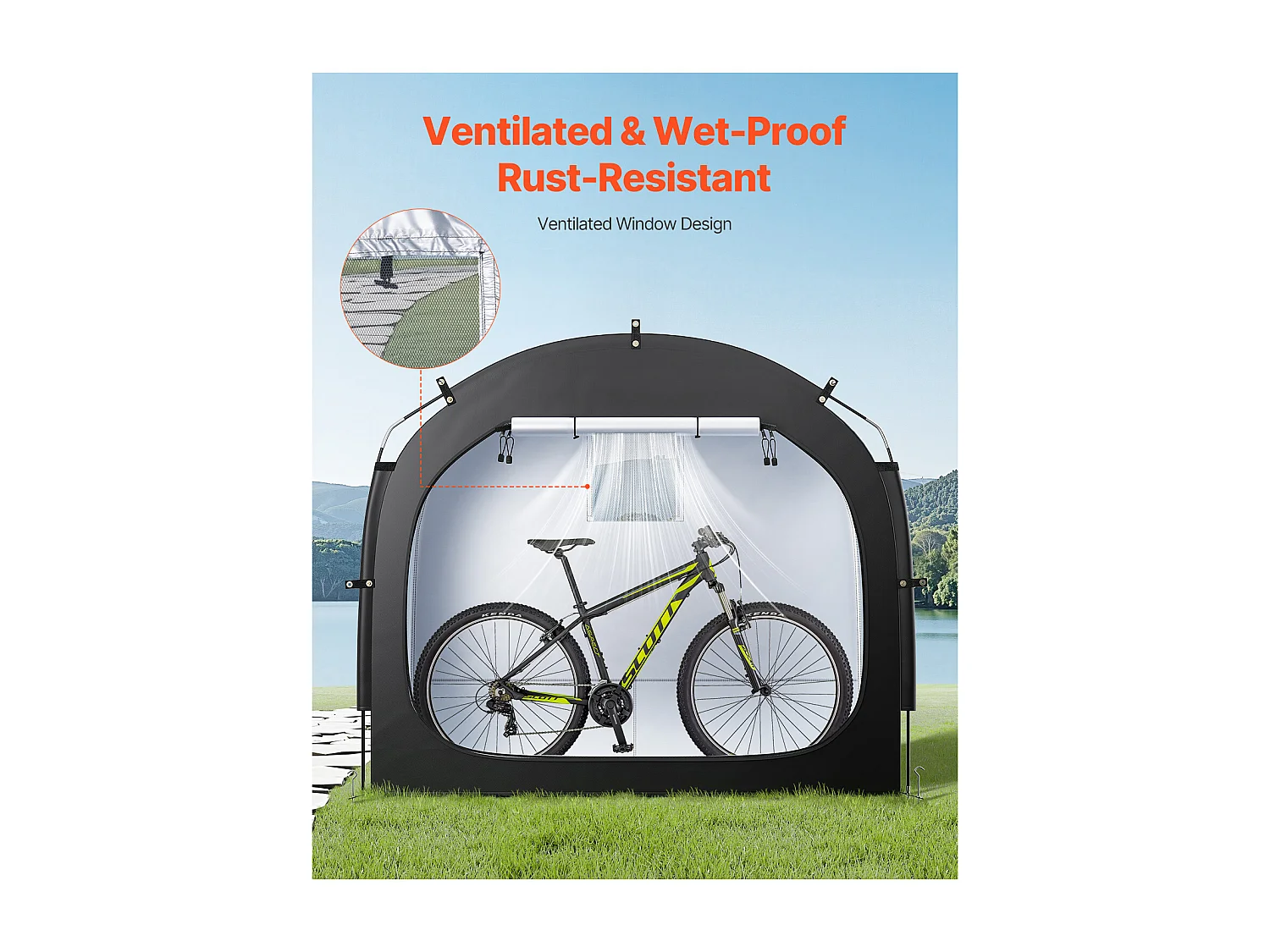 Abri à Vélo Tente de Rangement Extérieure SucceBuy, Abri à Vélo pour 4-5 Vélos, Double Fermeture Éclair, Tissu Oxford, pour Extérieur