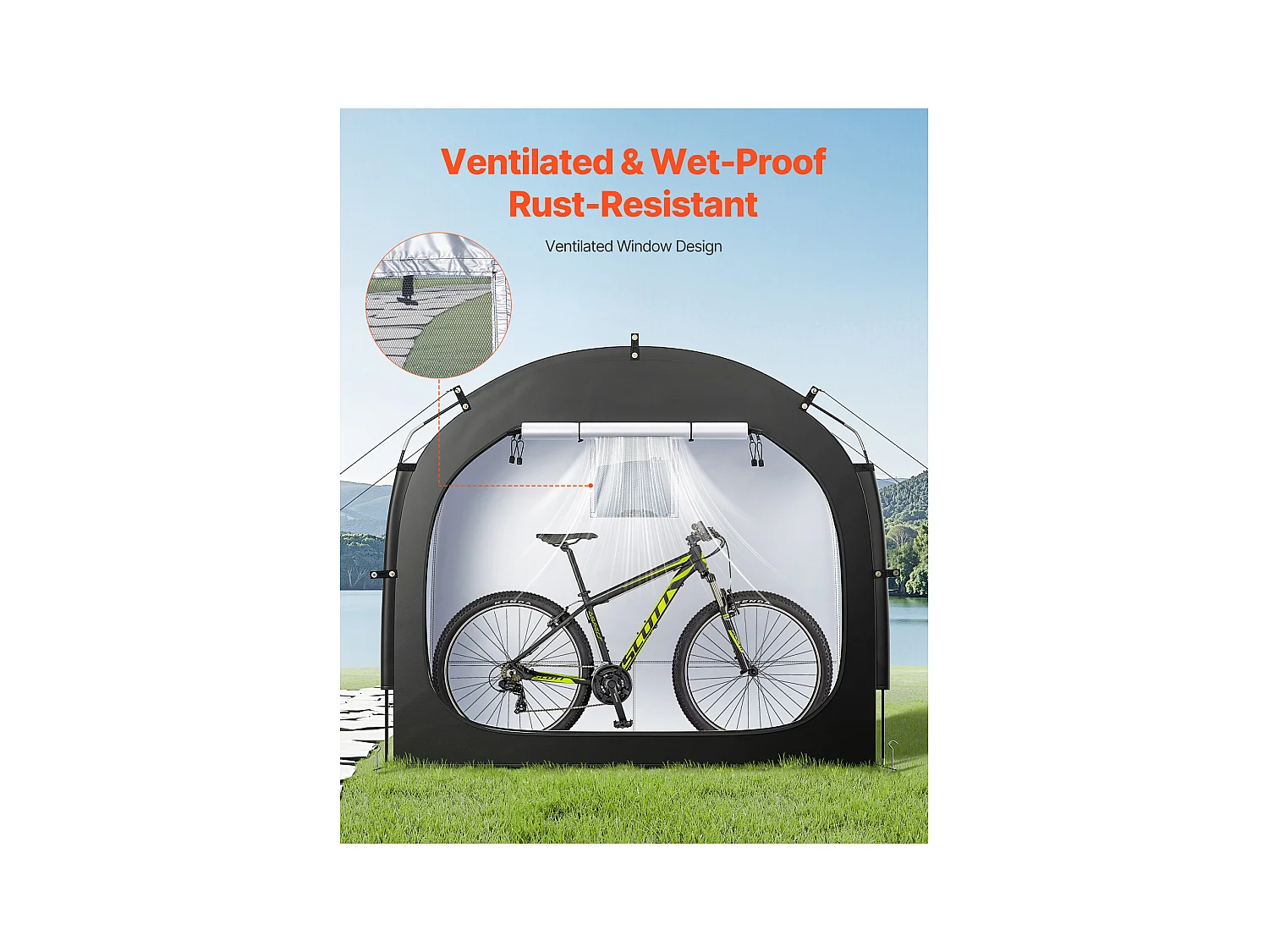 Abri à Vélo Tente de Rangement Extérieure SucceBuy, pour 1 à 2 Vélos, Double Fermeture Éclair, Tissu Oxford, Porte Simple, pour Extérieur