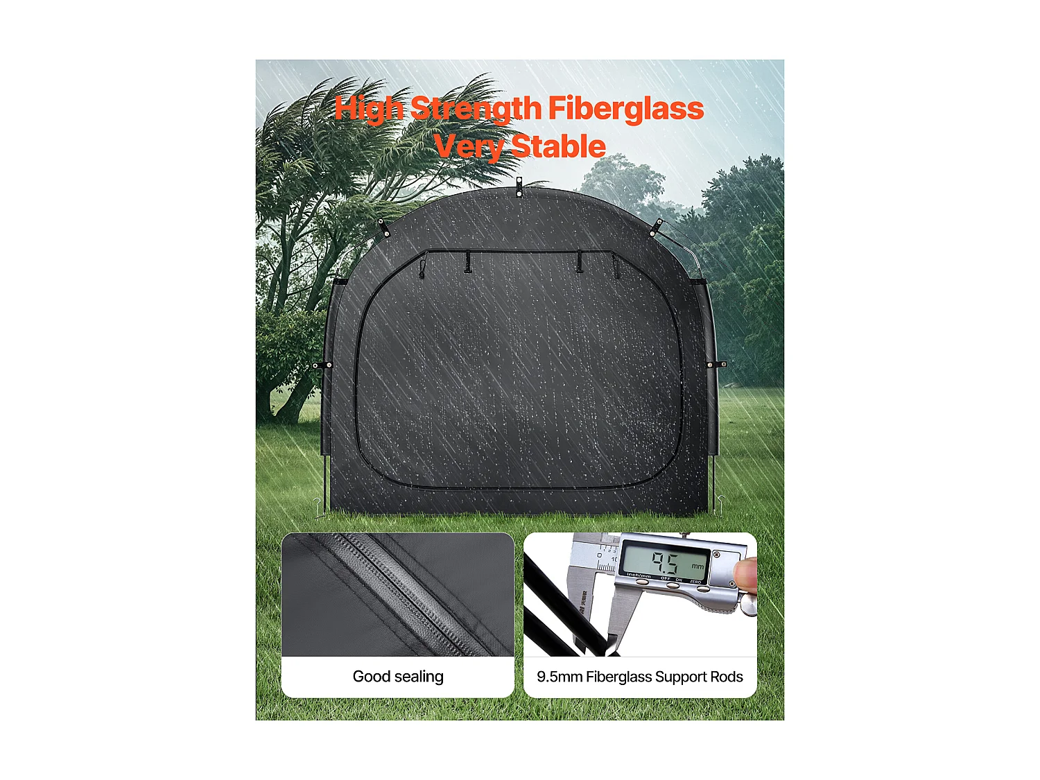 Abri à Vélo Tente de Rangement Extérieure SucceBuy, pour 1 à 2 Vélos, Double Fermeture Éclair, Tissu Oxford, Porte Simple, pour Extérieur