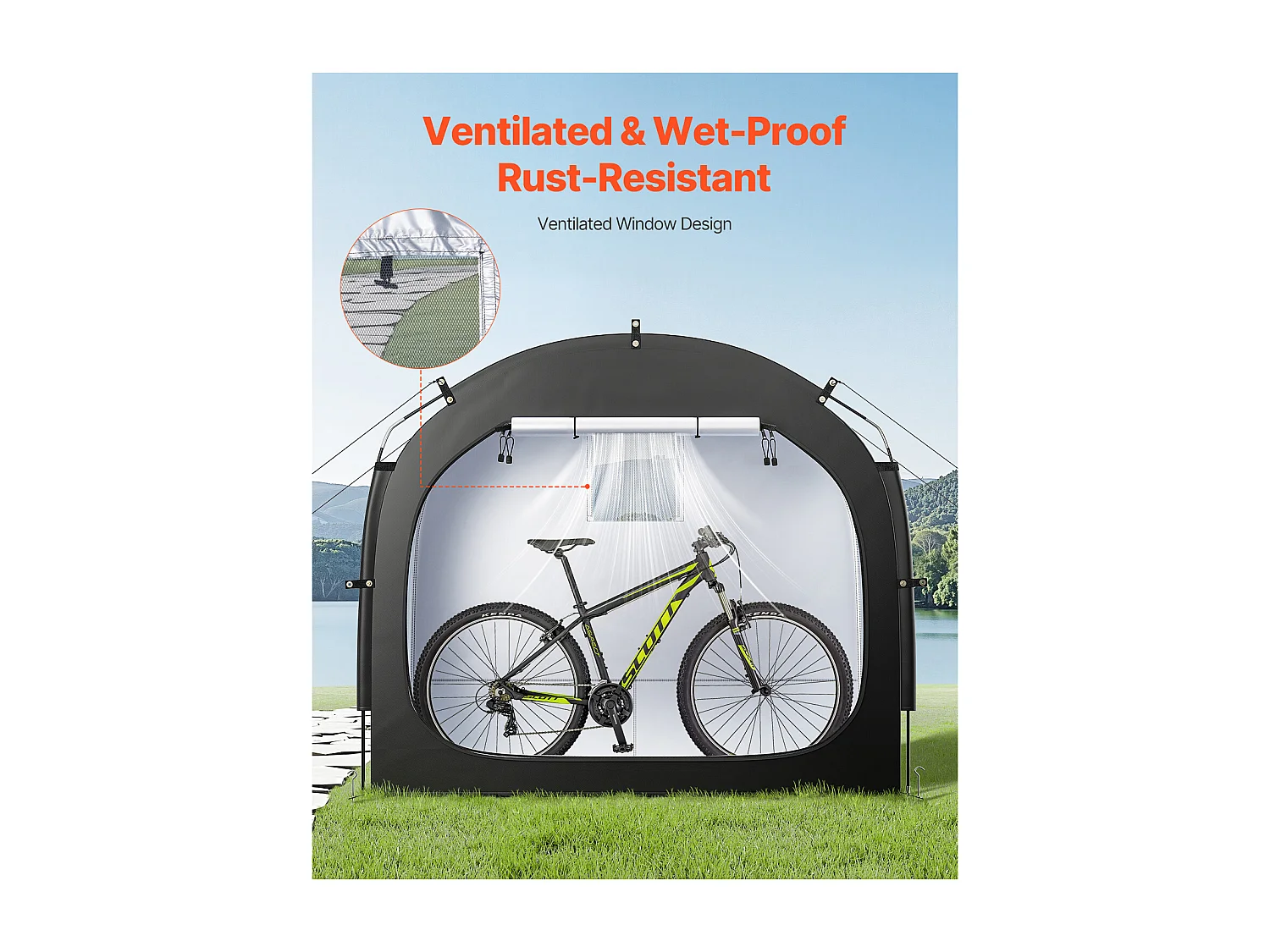 Abri à Vélo Tente de Rangement Extérieure SucceBuy, pour 1 à 2 Vélos, Double Fermeture Éclair, Tissu Oxford, Porte Simple, pour Extérieur