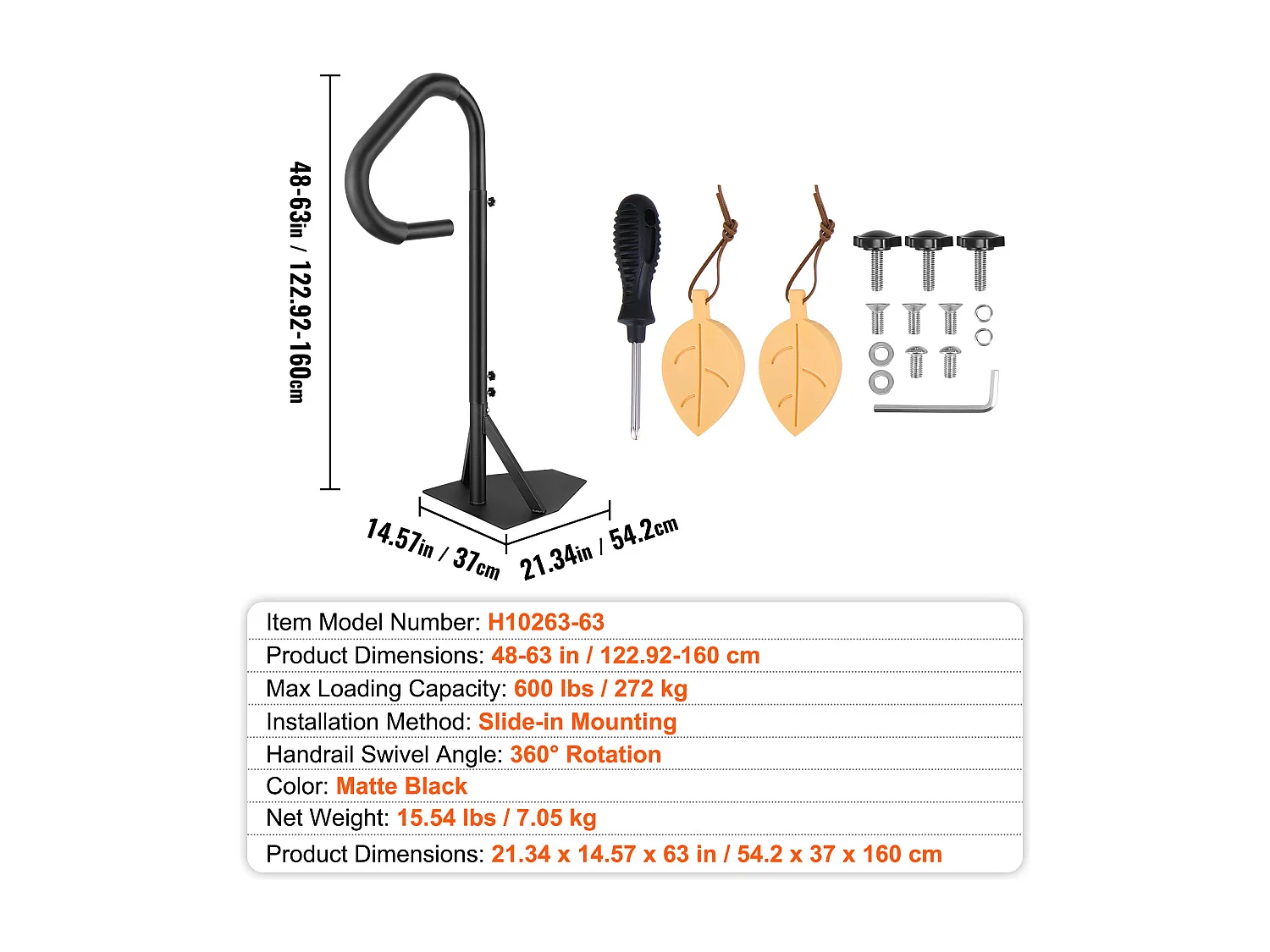 Main Courante de Piscine, SucceBuy Rampe de Spa Rotative à 360° Réglable de 122 à 160 cm