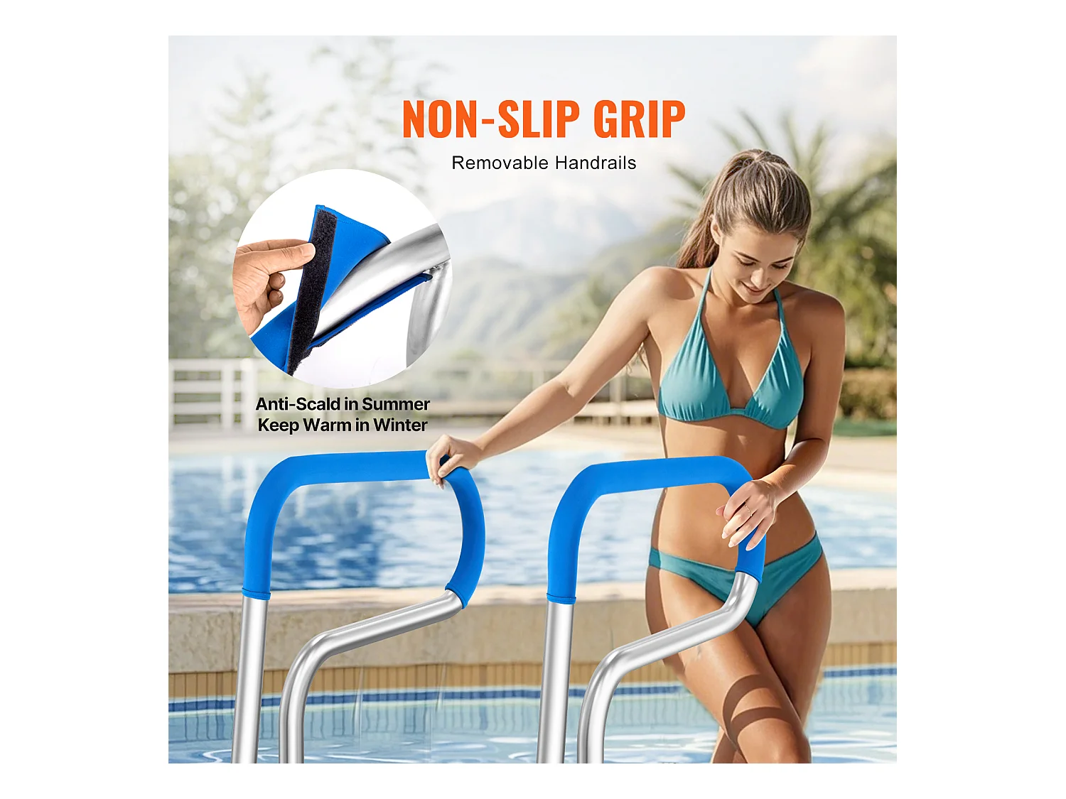 Main Courante de Piscine, SucceBuy Rampe de Piscine 80.5 x 58.5 cm en Acier Inoxydable pour Spas