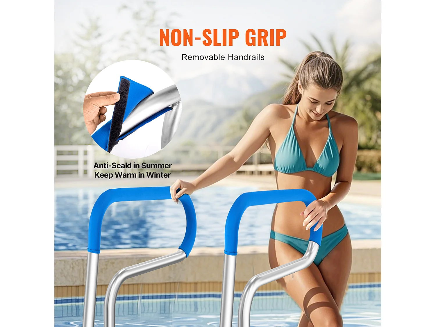 Main Courante de Piscine, SucceBuy Rampe de Piscine 80.5 x 58.5 cm en Acier Inoxydable pour Spas