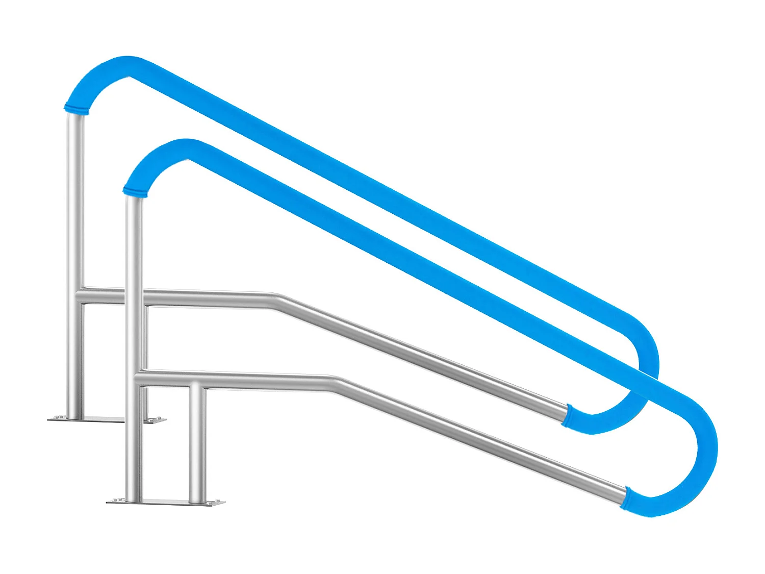 Main Courante de Piscine, SucceBuy Rampe de Piscine 2 Pièces 139.5 x 81 cm en Acier Inoxydable avec Plaque de Base pour Spas