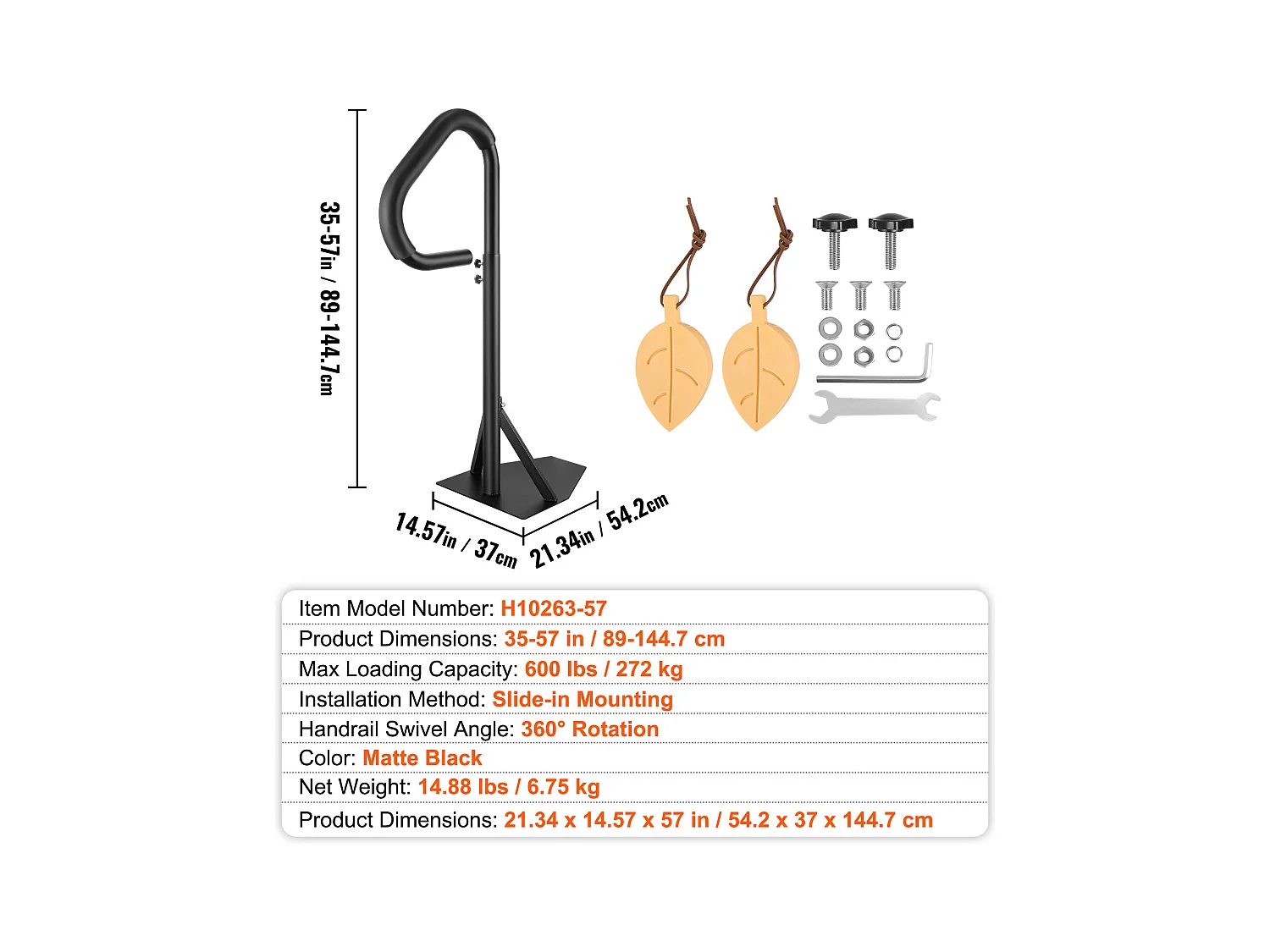 Main Courante de Piscine, SucceBuy Rampe de Bain à Remous Rotative à 360°, Hauteur Réglable de 89 à 144.7 cm