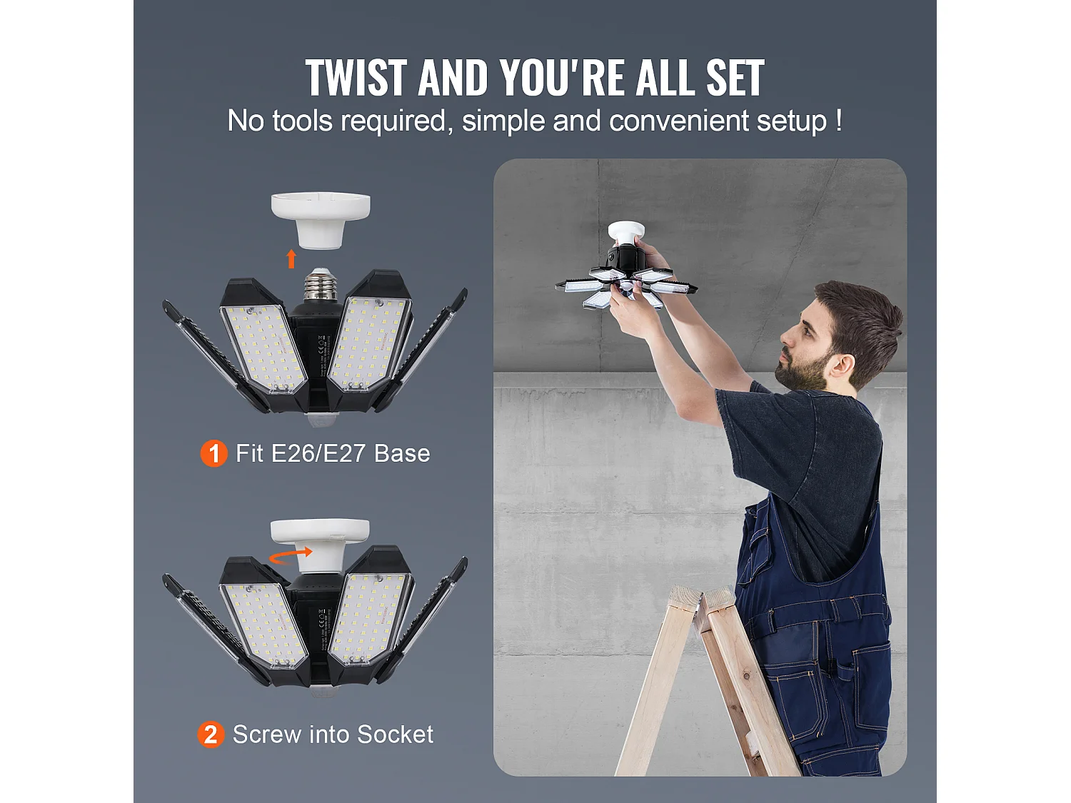 Garageverlichting SucceBuy LED Set van 2 15.000 lm met Verborgen Bewegingsdetector