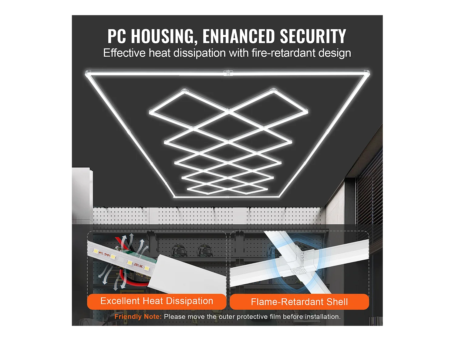 Lampe de Garage SucceBuy à LED 88 000 lm DIY Bright 14 Plafonnier Carré pour Voiture