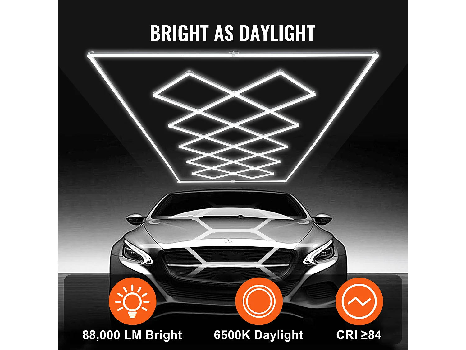 Lampe de Garage SucceBuy à LED 88 000 lm DIY Bright 14 Plafonnier Carré pour Voiture