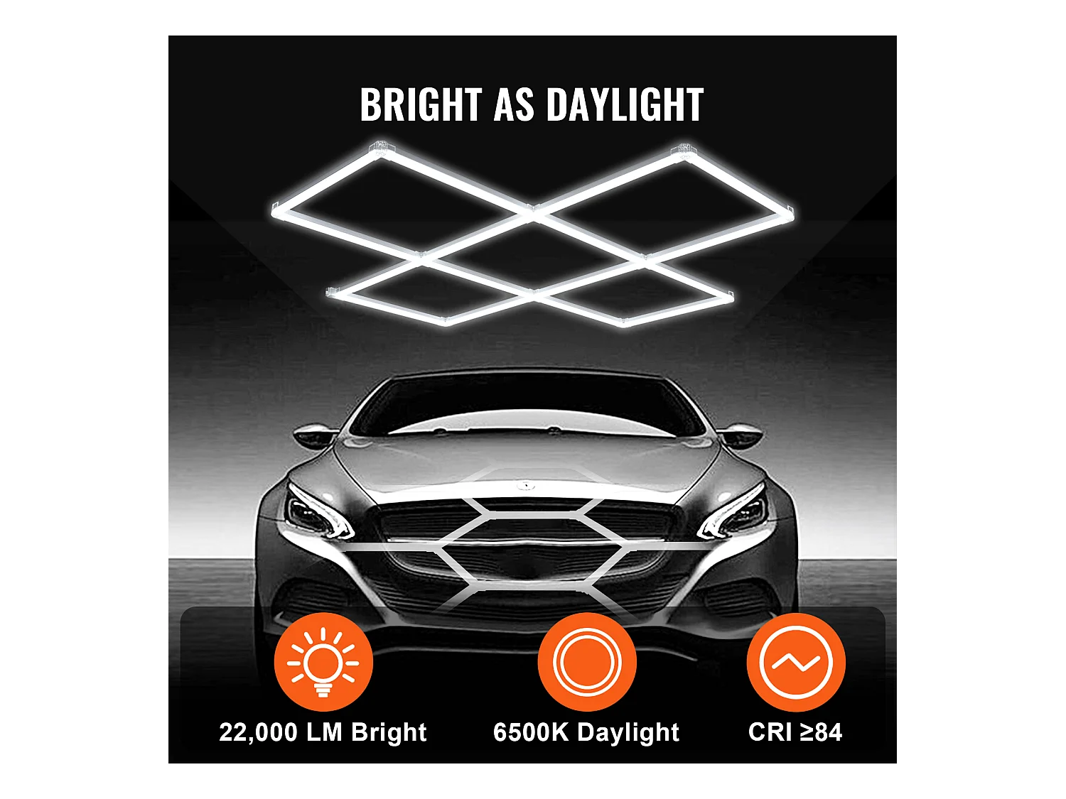 Garagenlampen SucceBuy Quadratisch LED 22.000 lm 5 Gitter für Auto-Detailbeleuchtung