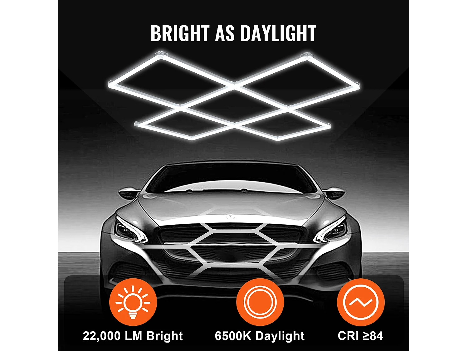 Lampes de Garage SucceBuy Carrées à LED 22 000 lm 5 Grilles pour Éclairage de Détail de Voiture