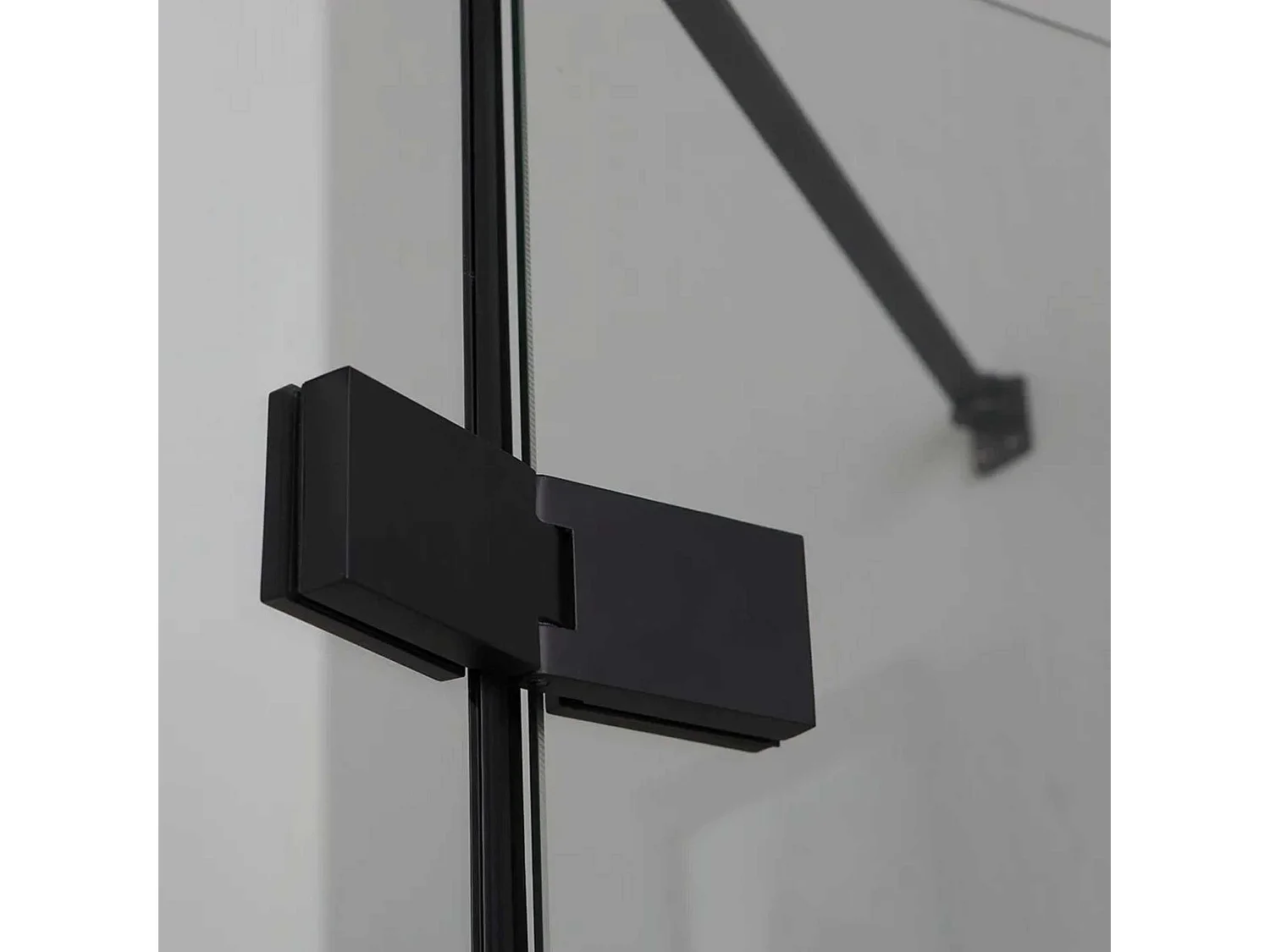 Cabina de ducha de baño moderna negra "Lions" sin perfiles con 2 puertas de cristal magnético 90x90 190h