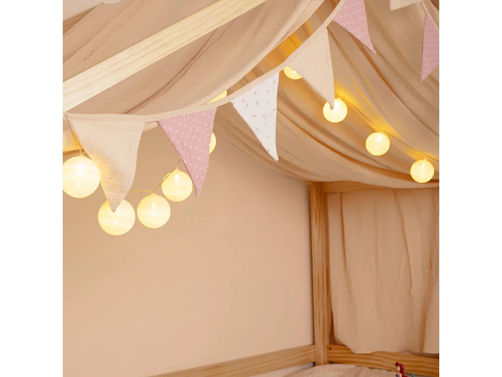 HOME DELUXE - Lit enfant Wolkenland avec tiroirs - 90 x 200 cm, couleur : naturel, bois de pin, avec protection antichute et support Toniebox