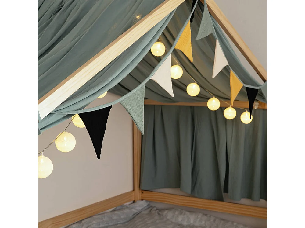 HOME DELUXE - Lit enfant Wolkenland avec tiroirs - 90 x 200 cm, couleur : naturel, bois de pin, avec protection antichute et support Toniebox