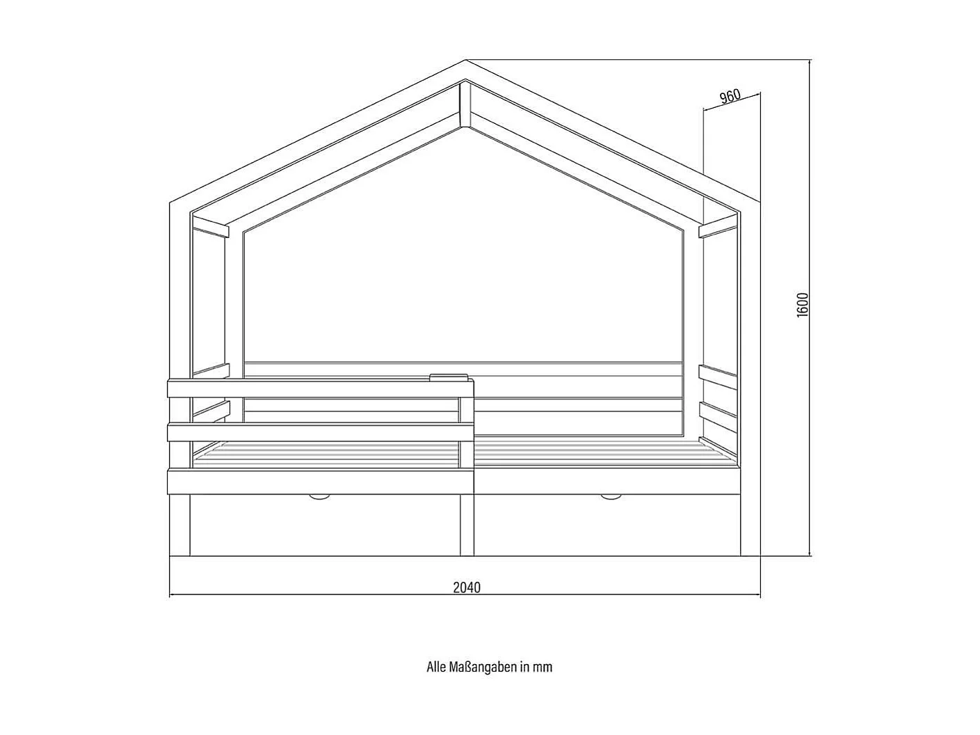HOME DELUXE - Lit enfant Wolkenland avec tiroirs - 90 x 200 cm, couleur : naturel, bois de pin, avec protection antichute et support Toniebox