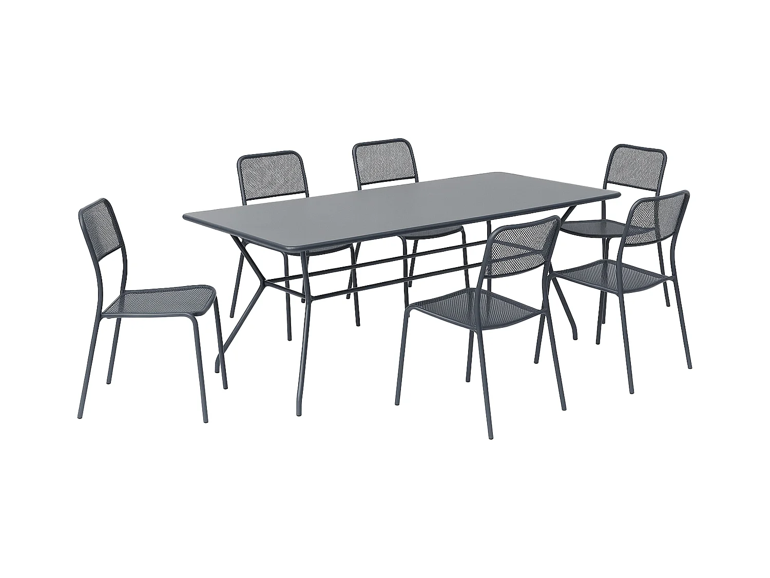 Antracietgrijze tuintafel en 6 stoelenset