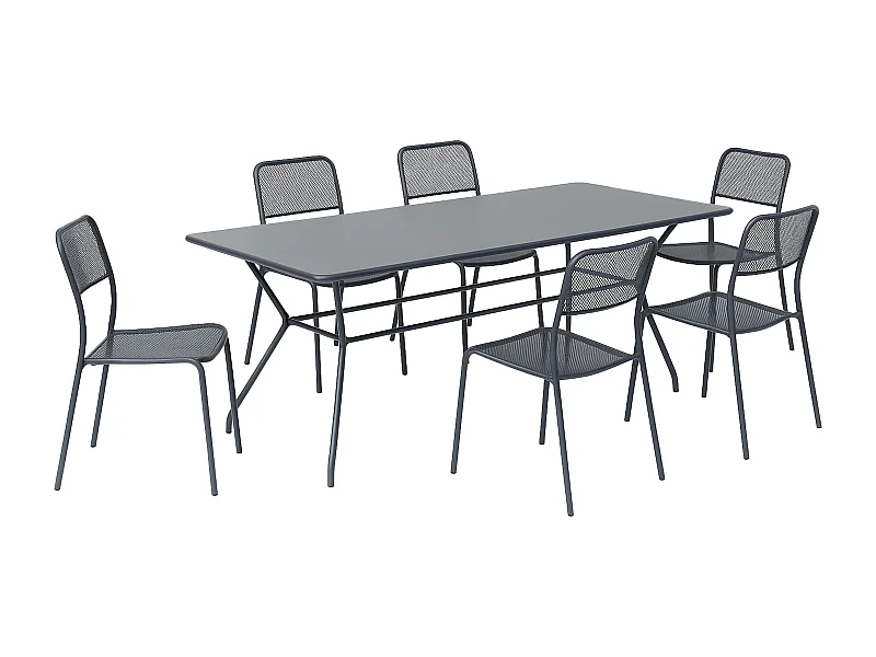 Ensemble table et 6 chaises de jardin gris anthracite