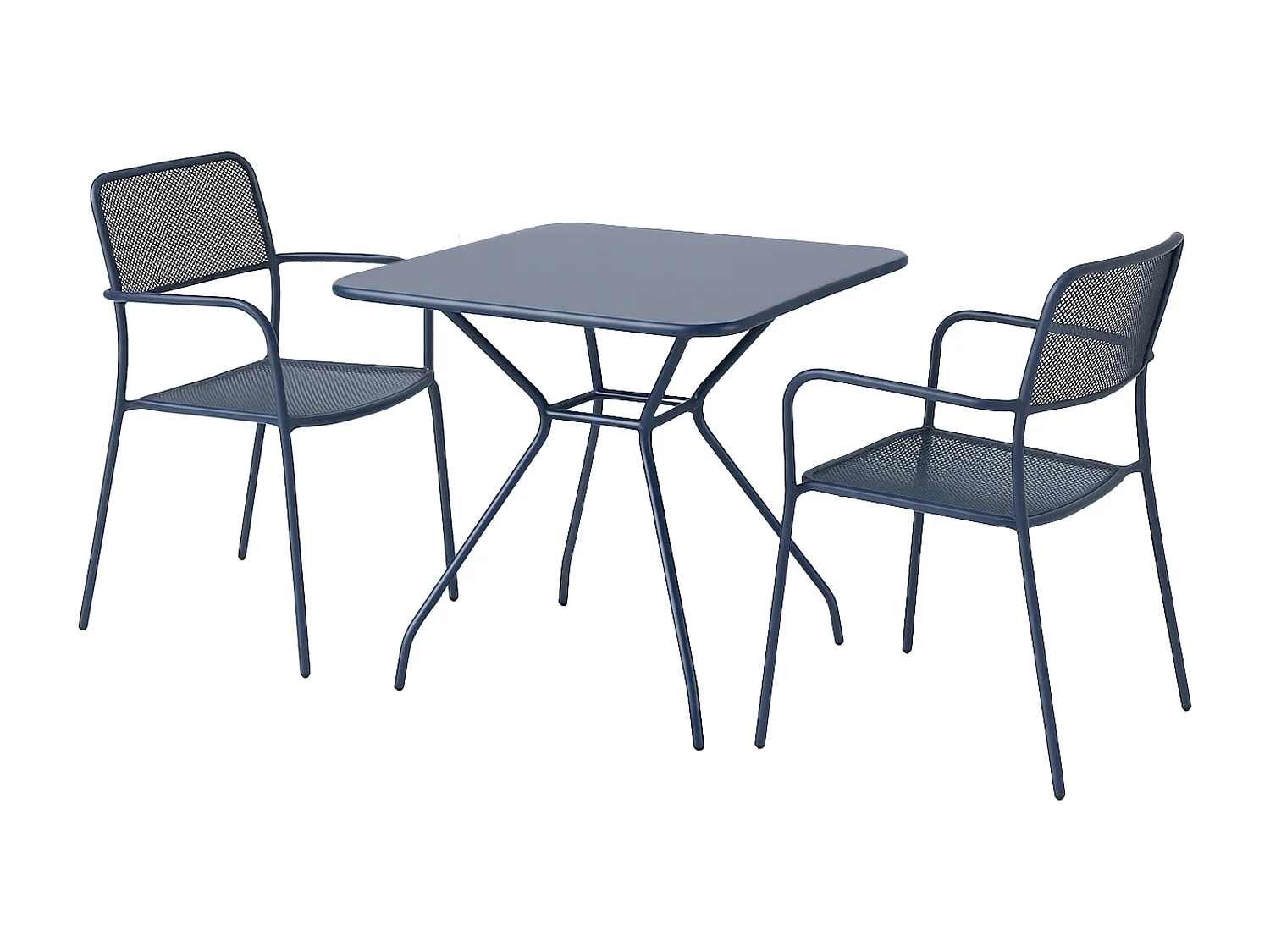 Ensemble table et 2 fauteuils de jardin bleu