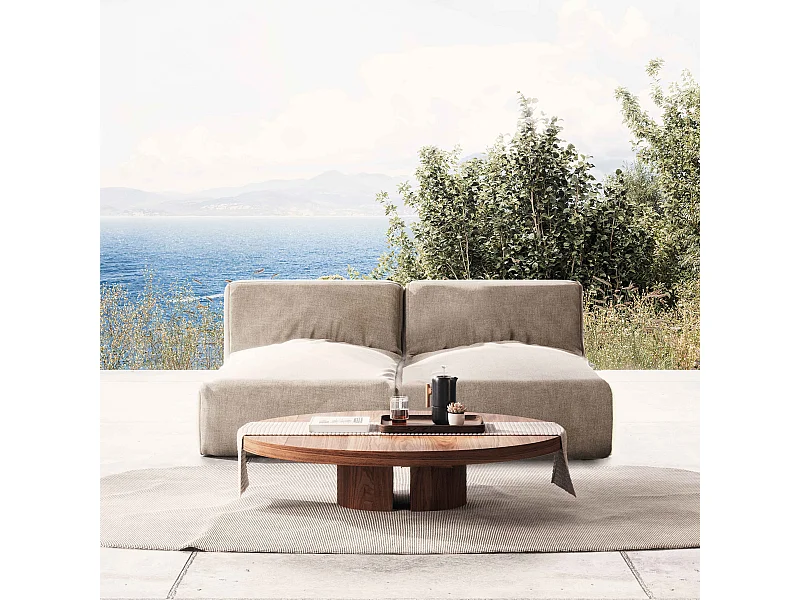 Modulaire tuinset met 2  ligstoelen, beige