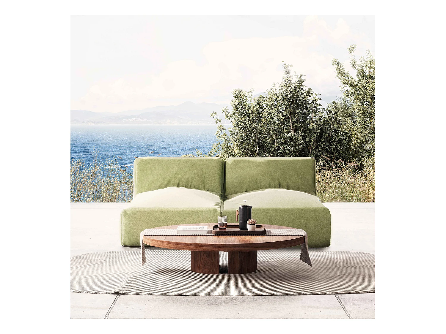 Modulaire tuinset met 2 ligstoelen, cactusgroene