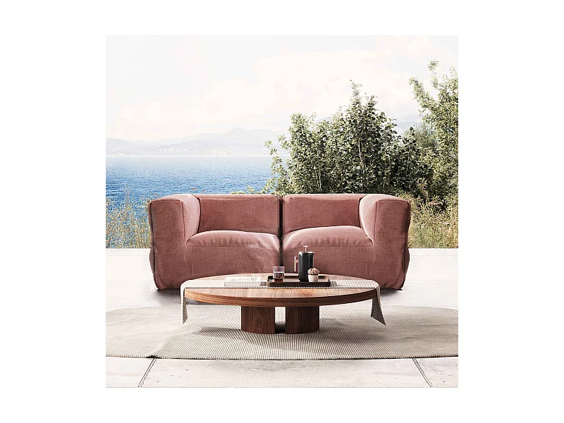 Salon de jardin modulable avec 2 fauteuils d'angle terracotta