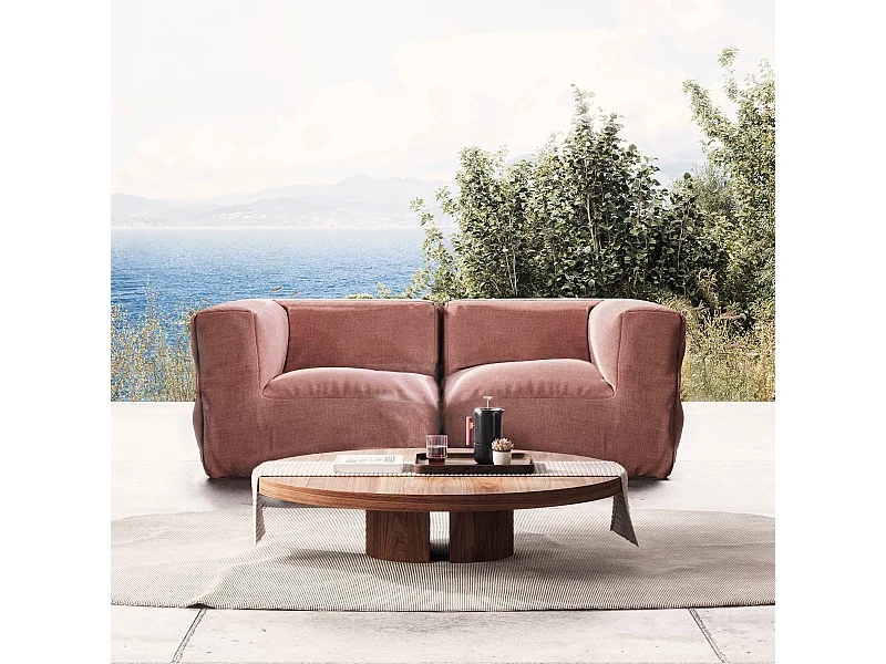 Modulaire tuinset met 2 hoekfauteuils in terracotta