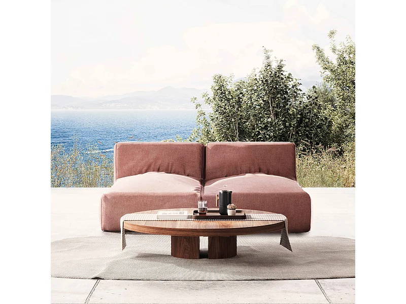 Salon de jardin modulable avec 2 méridiennes terracotta