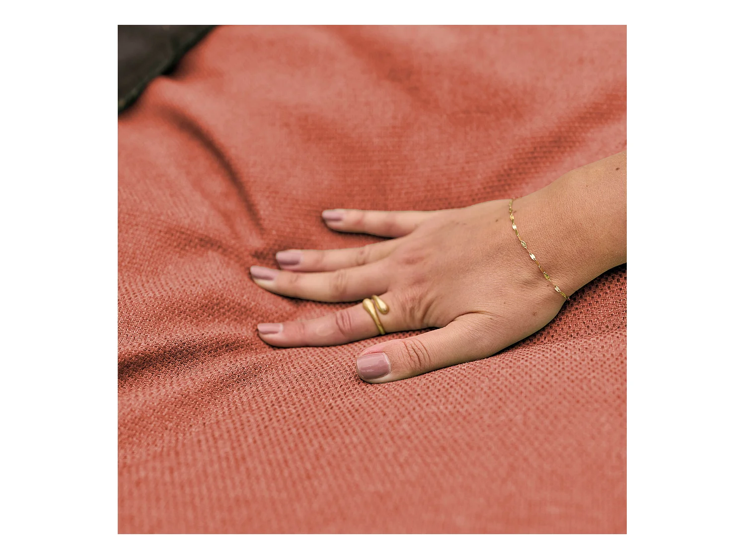 Modulaire tuinmeubelen met 2 terracotta ligstoelen