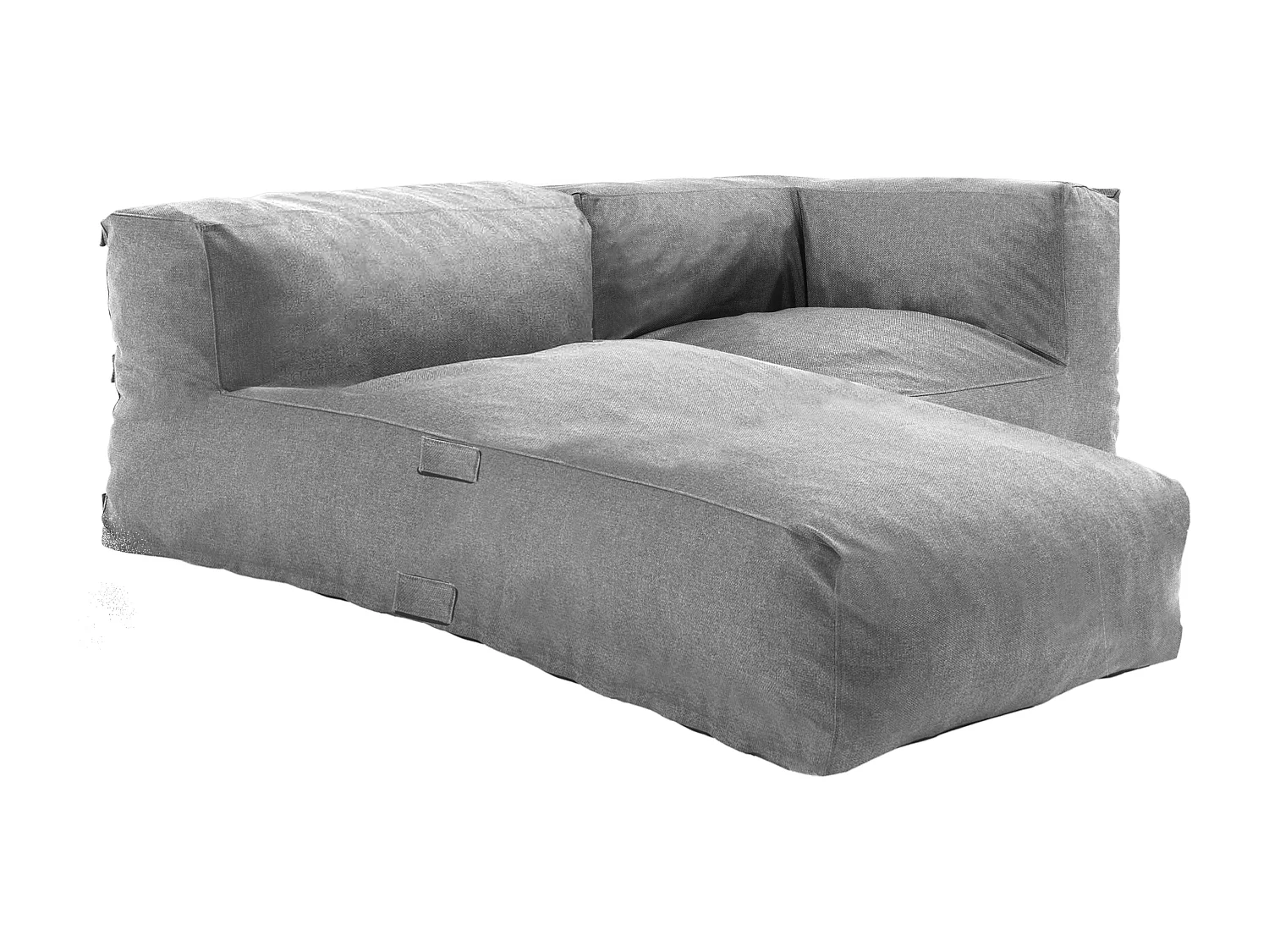 Modulaire tuinmeubelen met 1 hoekfauteuil en 1 grijze chaise longue