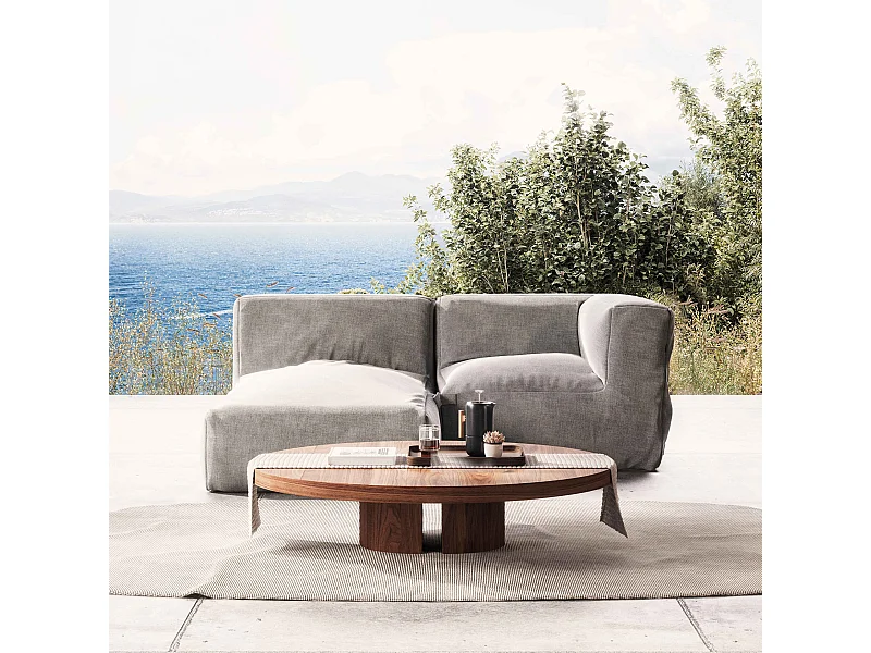 Salon de jardin modulable un fauteuil d'angle et une méridienne gris