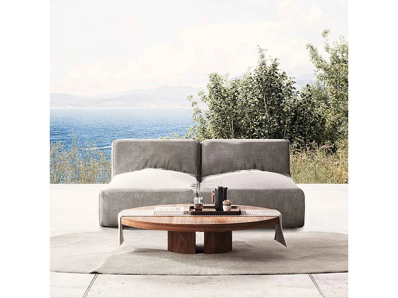 Modulaire tuinset met 2 ligstoelen, grijze