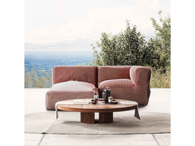 Salon de jardin un fauteuil d'angle et une méridienne terracotta