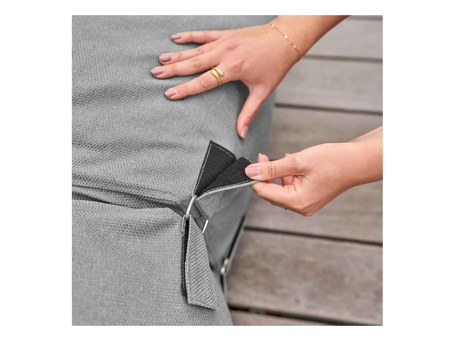 Salon de jardin modulable avec 2 fauteuils d'angle gris