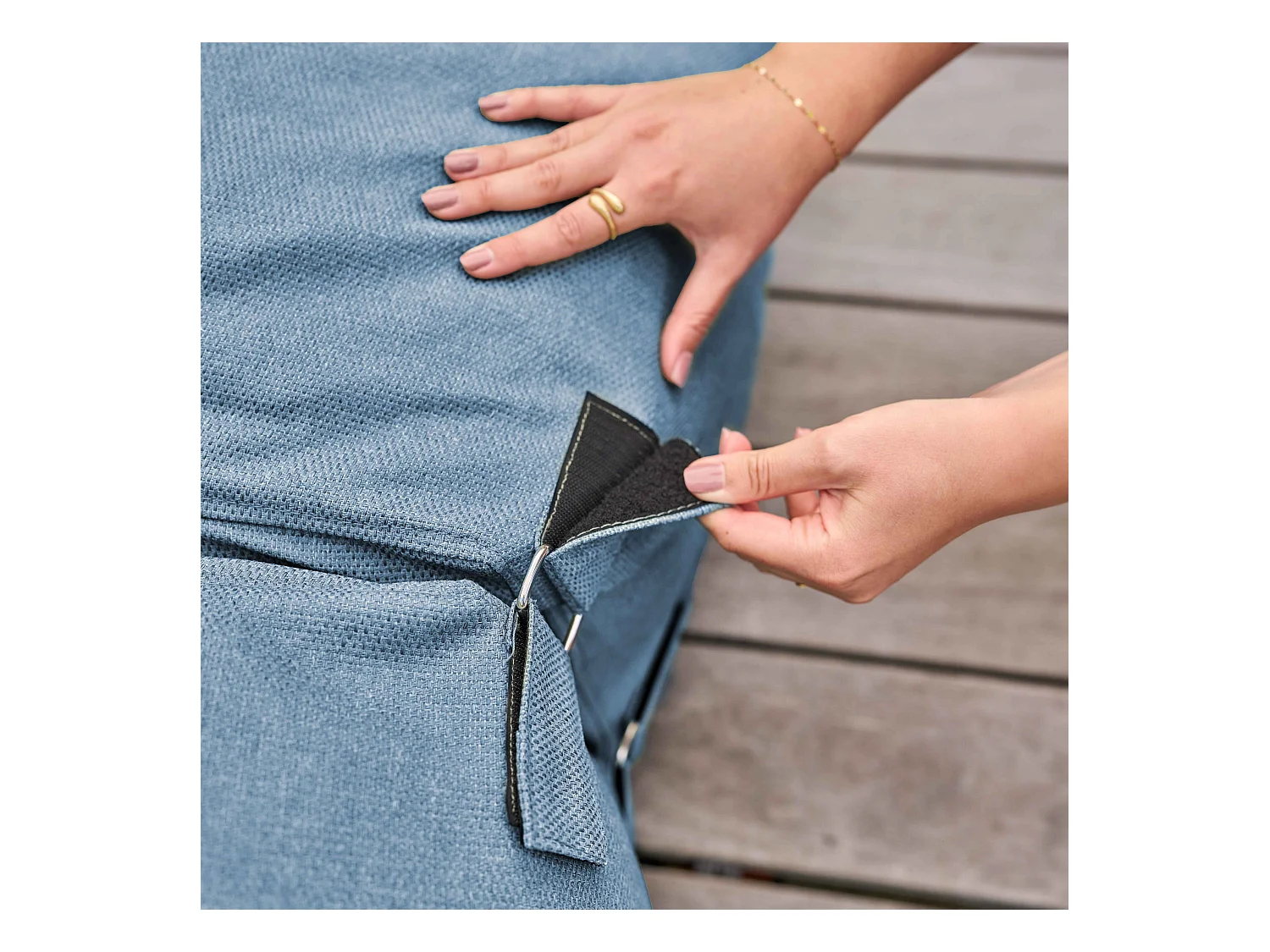 Salon de jardin modulable avec 2 fauteuils d'angle bleu pacific