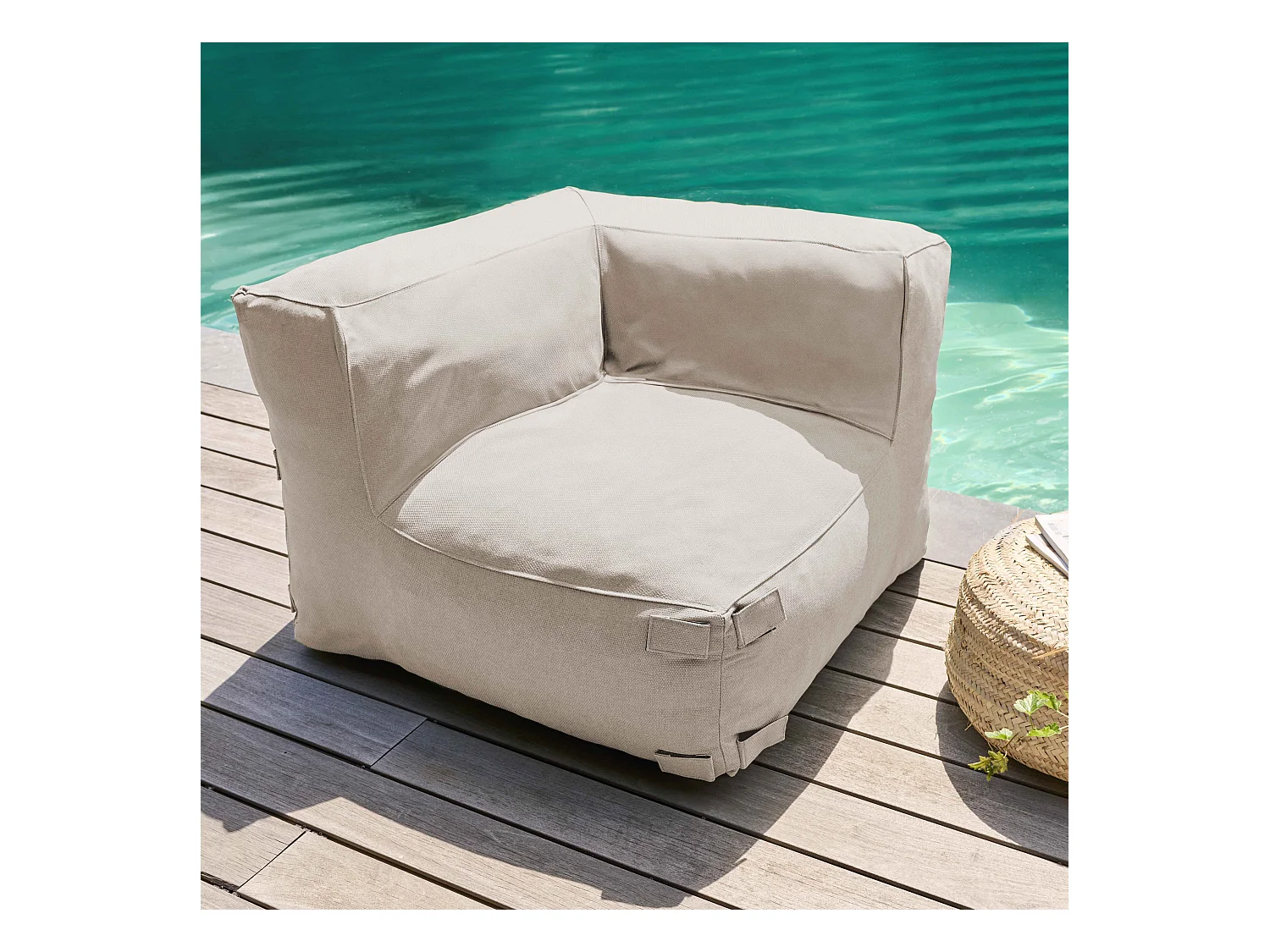 Salon de jardin modulable avec 2 fauteuils d'angle beige