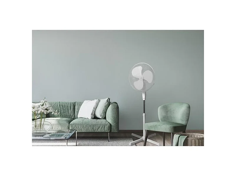 Ventilador de pie OCEANIC Blanco 45W - Diámetro 40 cm - Altura ajustable - Oscilación