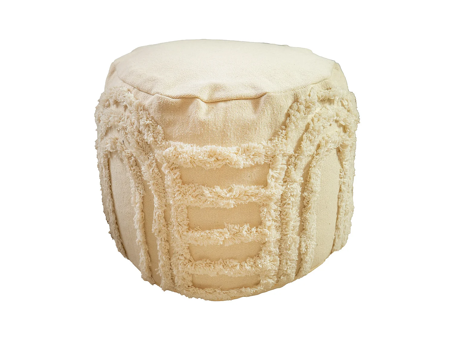 Pouf rond texturé bohème 100% coton