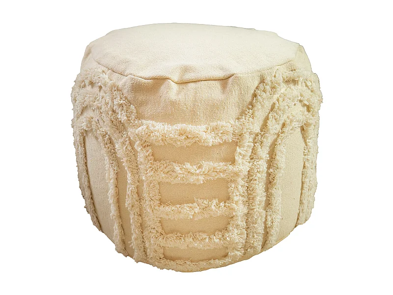 Pouf rond texturé bohème 100% coton