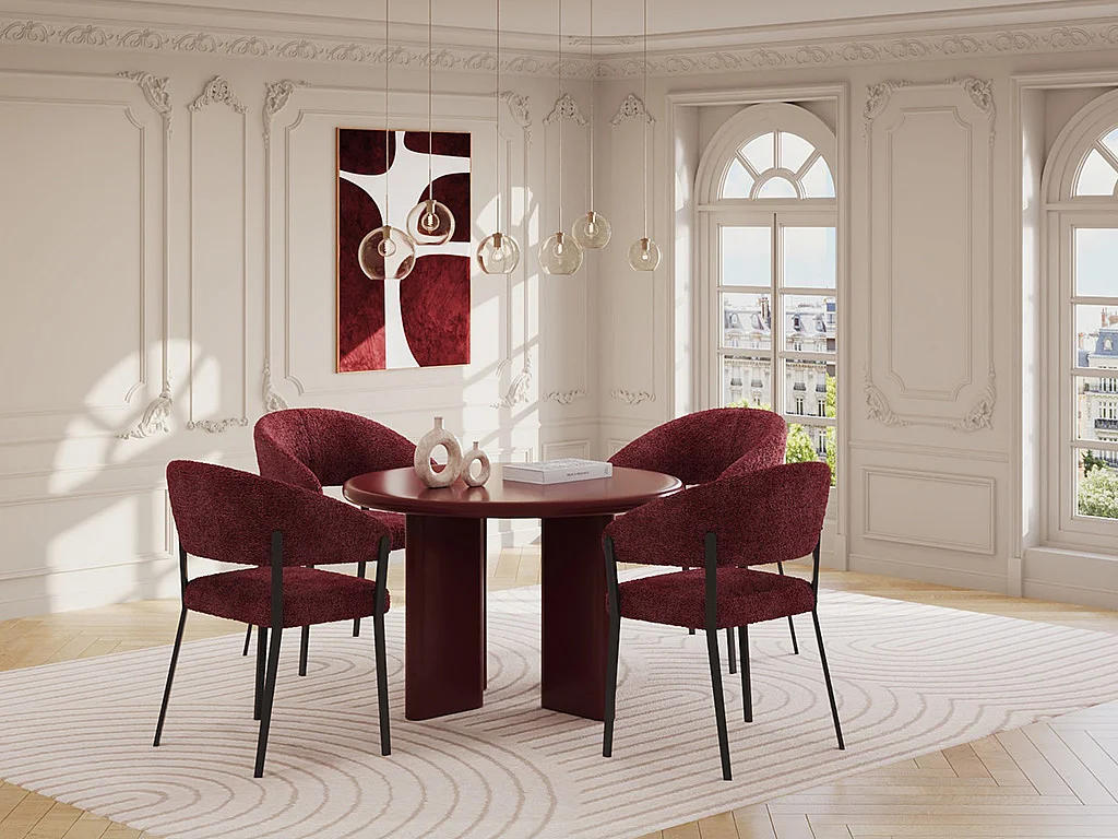 Ronde eettafel voor 4 personen van MDF - Bordeaux - LUKAVO