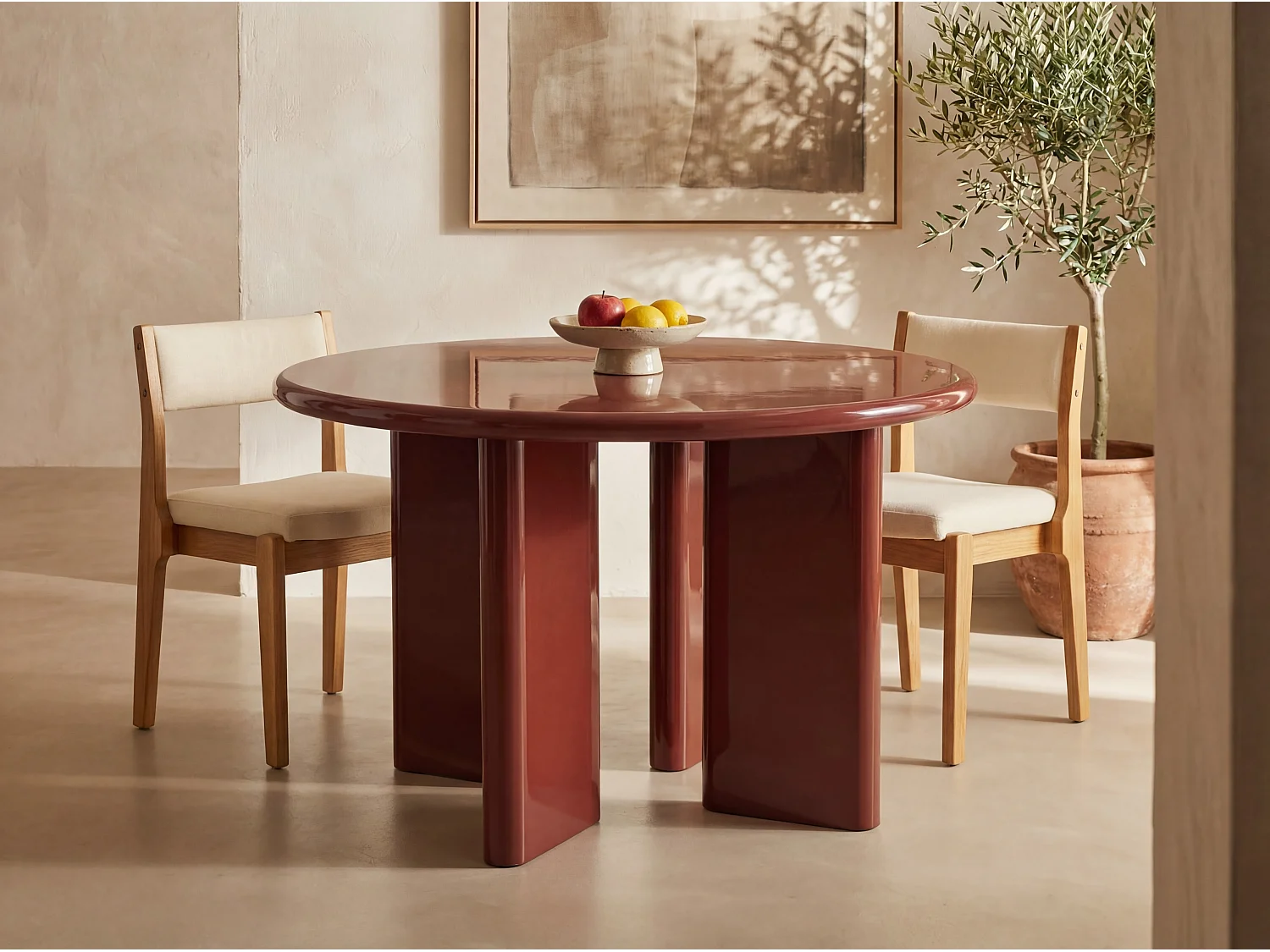 Table à manger ronde 4 personnes en MDF - Bordeaux - LUKAVO