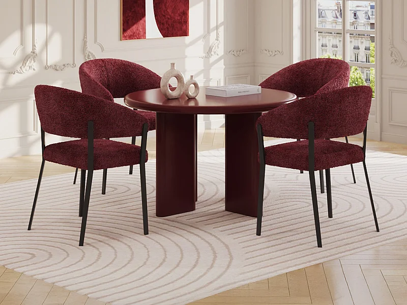 Ronde eettafel voor 4 personen van MDF - Bordeaux - LUKAVO