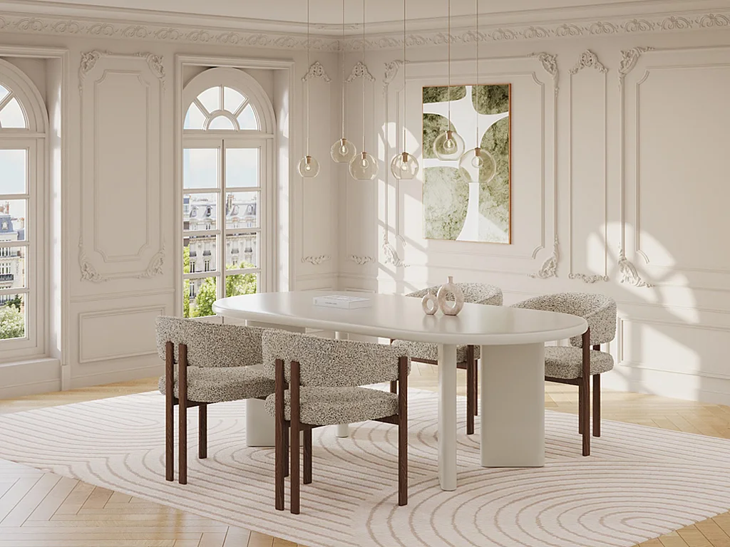 Table à manger 8 personnes en MDF - Beige - MARUZA