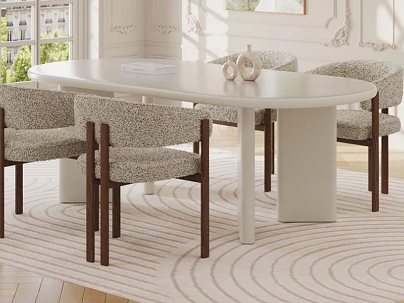 Table à manger 8 personnes en MDF - Beige - MARUZA