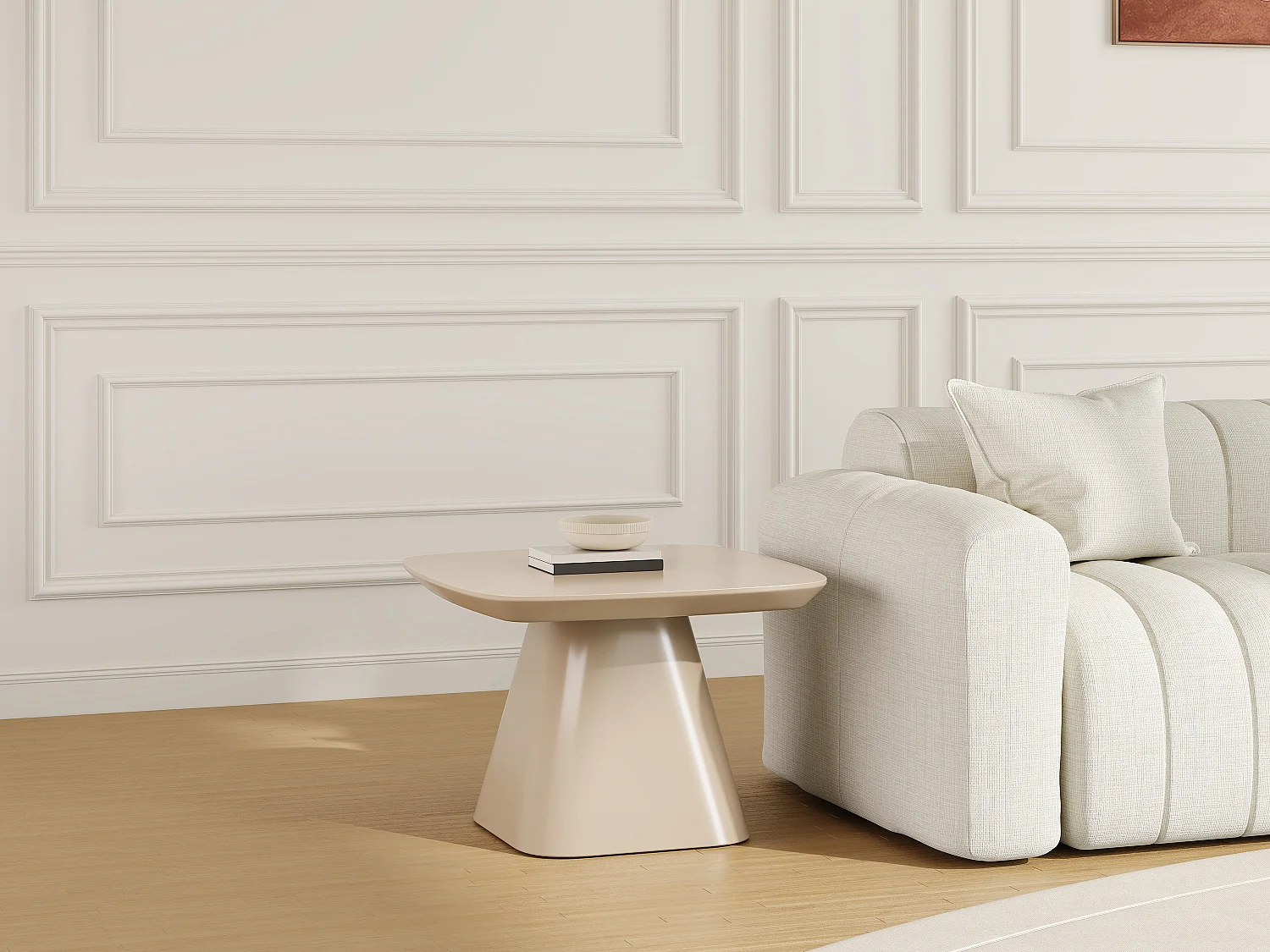 Table d'appoint en MDF - Taupe laqué - NATAZA