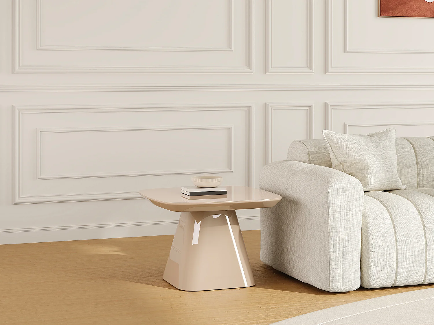 Table d'appoint en MDF - Taupe laqué - NATAZA