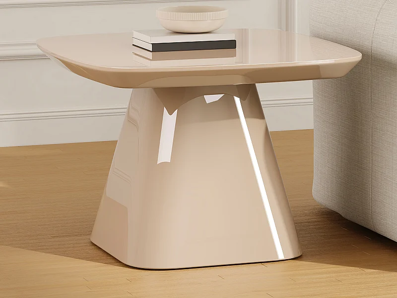 Table d'appoint en MDF - Taupe laqué - NATAZA