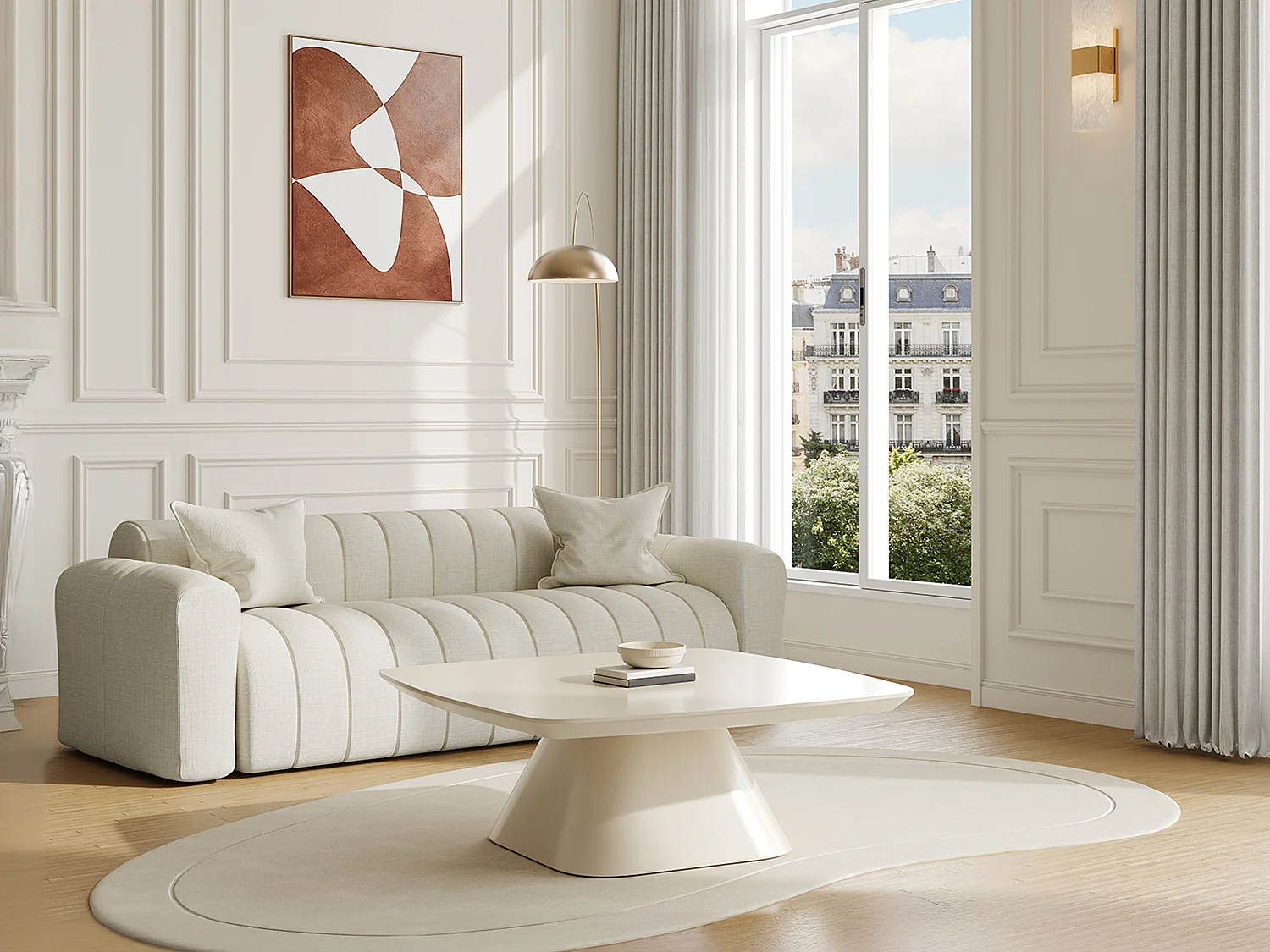 Table basse en MDF  - Crème laqué - NATAZA