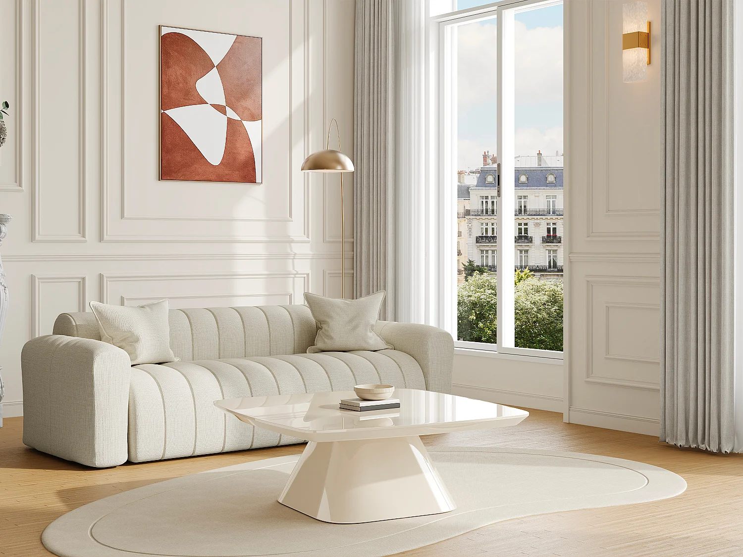 Tavolino in MDF Crema laccato - NATAZA