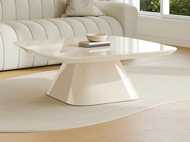 Mesa de centro em MDF - Creme lacado - NATAZA