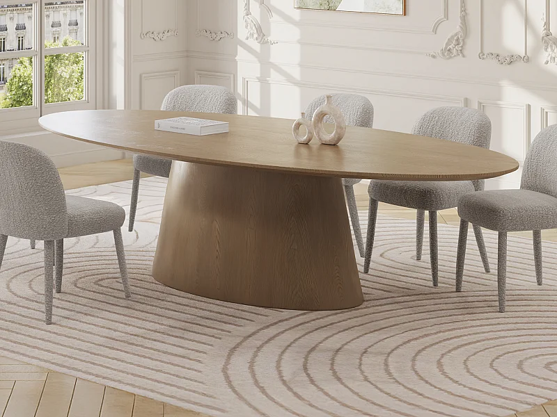 Table à manger 8 personnes placage frêne - Naturel clair - ANTELADA